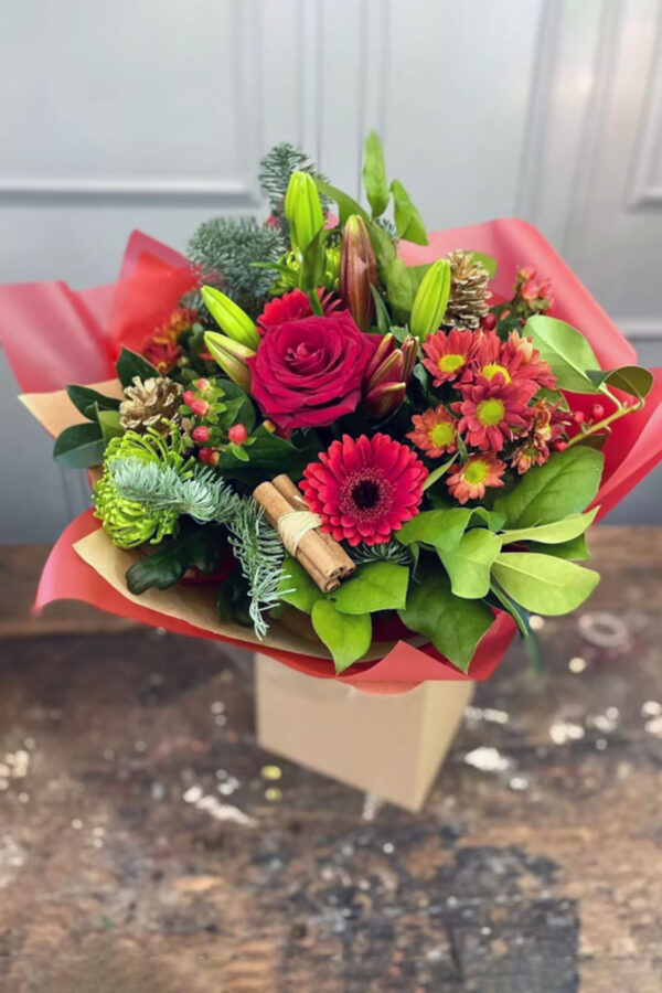 Christmas Cheer bouquet hand tied